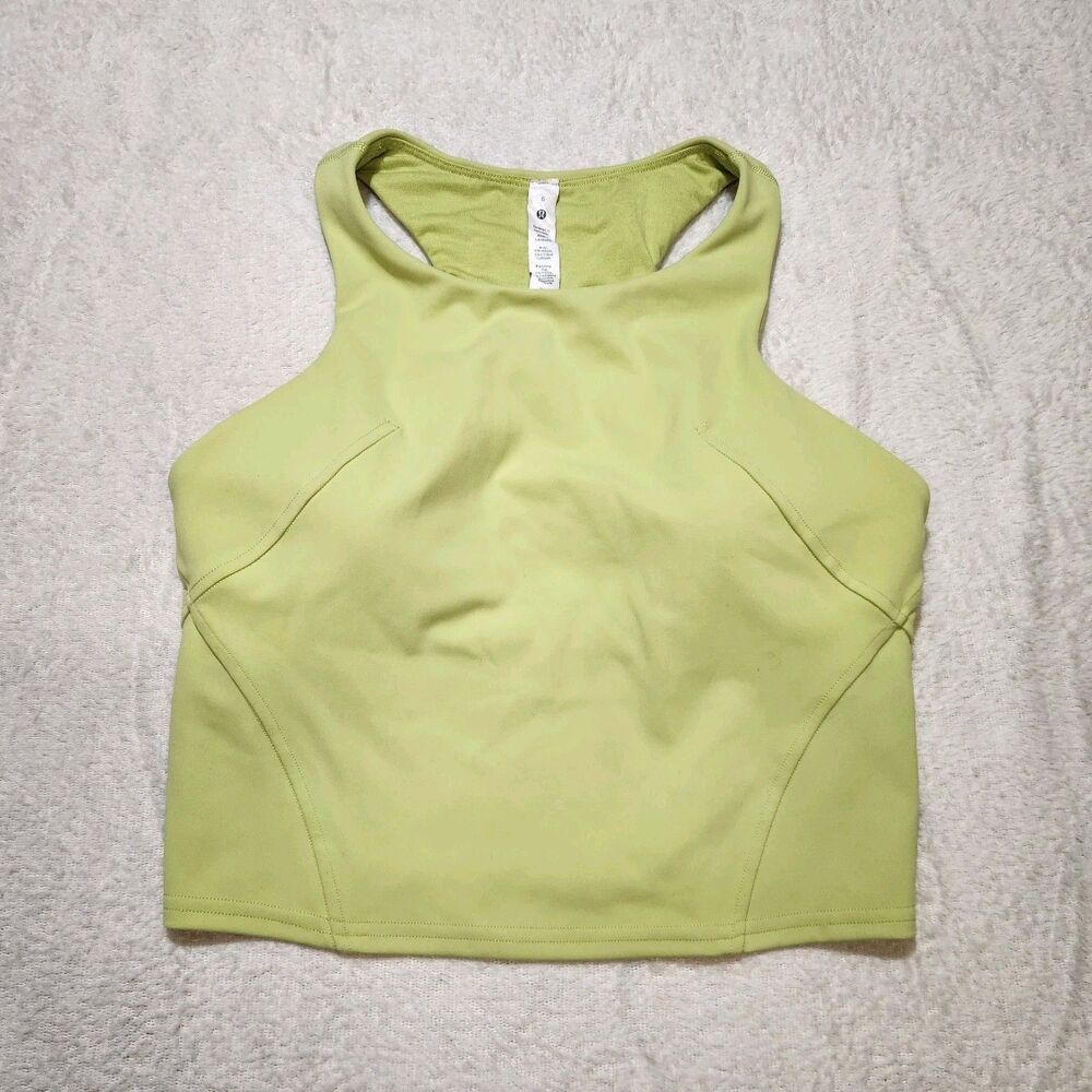 Lululemon Invigorate Size 6 Training Tank Top Green Built in Bra